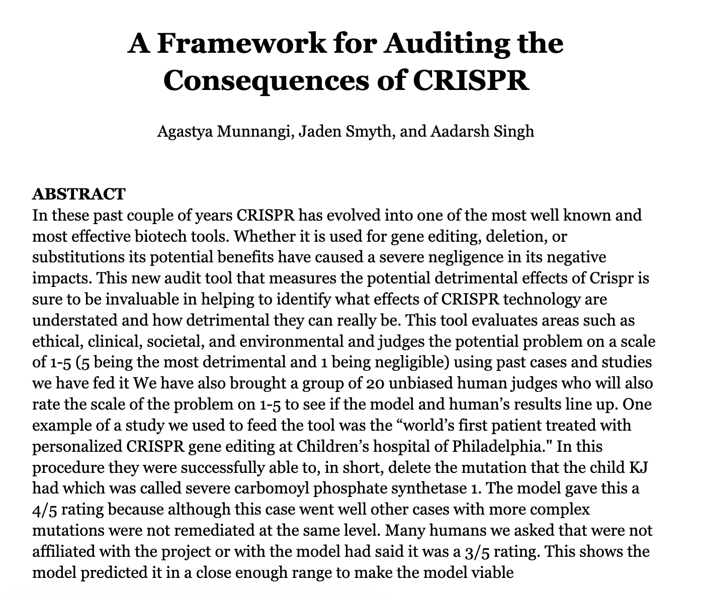 A Framework for Auditing the Consequences of CRISPR